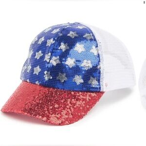 Collection 18 XIIX Adjustable American USA Patriotic Sequin Hat Cap NEW …